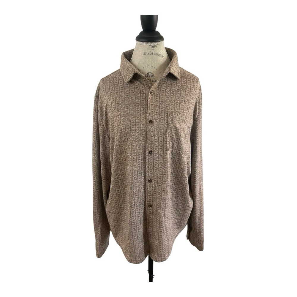 English Laundry L/S Button Down Shirt-Brown French Terry - Men's Large